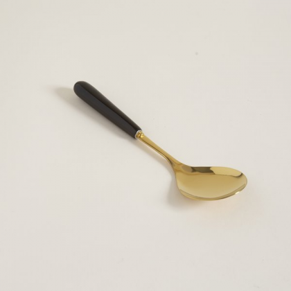Cuchara para ensalada dorada mango negro