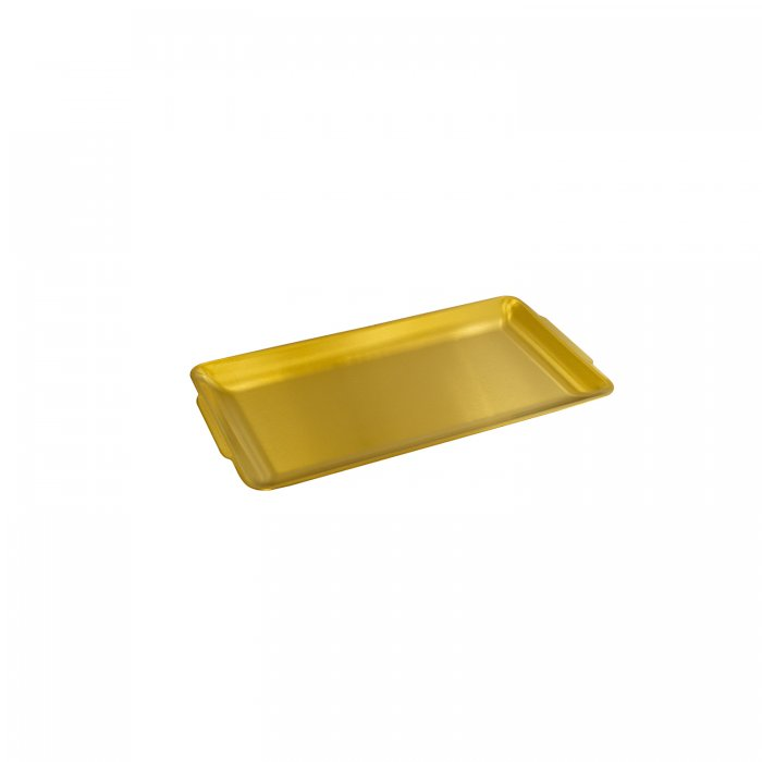 Bandejita de acero inoxidable dorado 32 x 16 cms