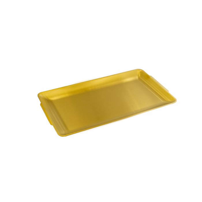 Bandeja mediana de acero inox dorado 36 x 20 cms