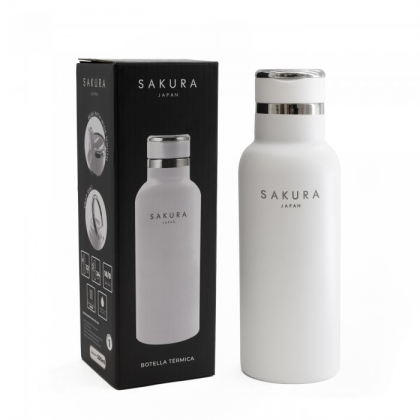 Botella termica acero inox 500 ml blanca mate