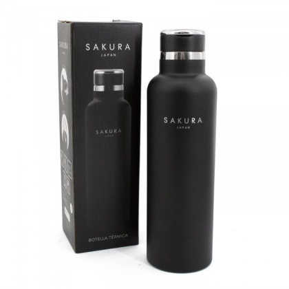 Botella termica acero inoxidable 750 ml negra mate