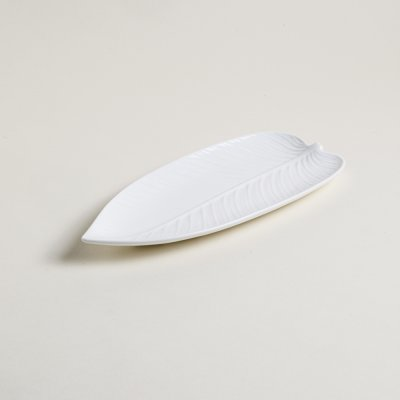 Bandeja de porcelana hoja blanco 32x15 cm