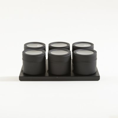 Set x 6 especieros de acero imantados negro mate 21 x14.5 x6 cm