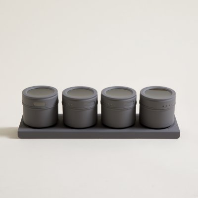 Set x 4 especieros de acero imantados gris mate 29 x 8 x 6 cm