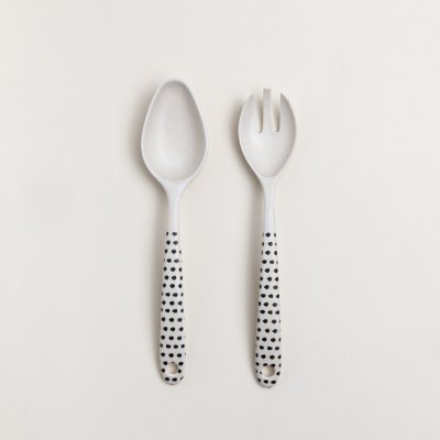 Set de cuchara y tenedor de fibra de bamboo dots 24,5 cm