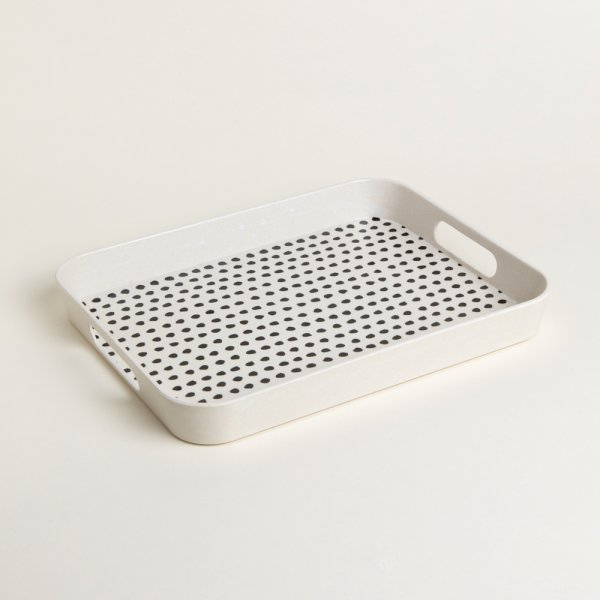 Bandeja rectangular de fibra de bamboo dots 33x26 cm