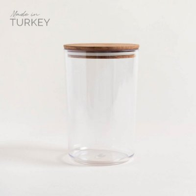 Recipiente redondo acrilico tapa de madera 2300 ml