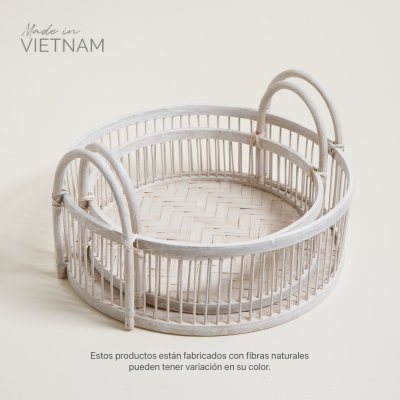 Set de 2 bandejas redondas hanoi blanco