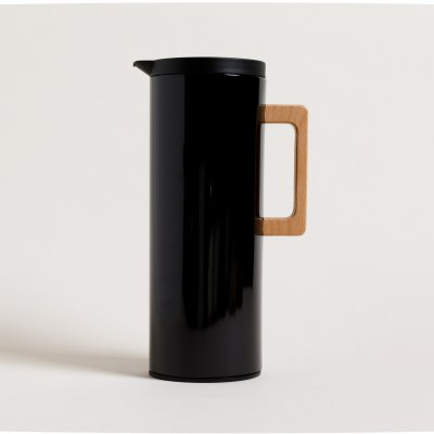 Jarra térmica black con ampolla de vidrio y asa de madera