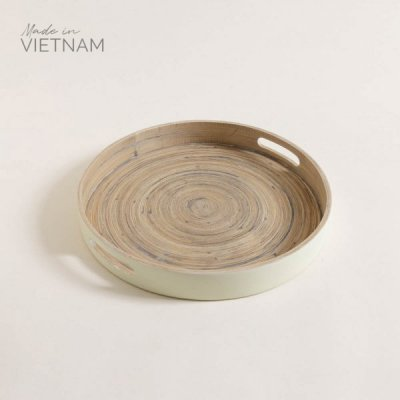 Bandeja redonda de bamboo tuan cream 35x5 cm