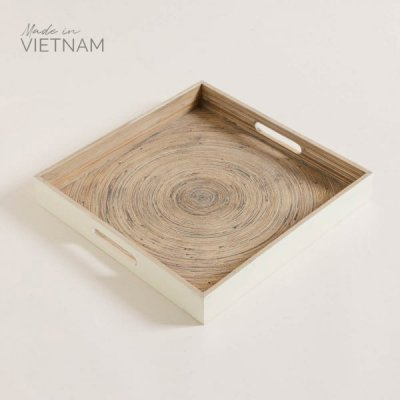 Bandeja cuadrada de bamboo tuan cream 35x35x5 cm