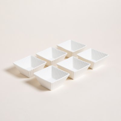 Set x 6 copetineros de porcelana cuadrados rayas 8,5x4,5 cm