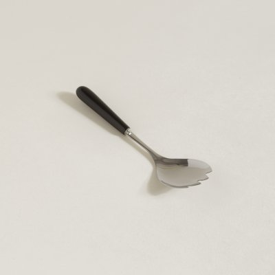 Cuchara dentada de acero mango de ceramica negro 24 cm
