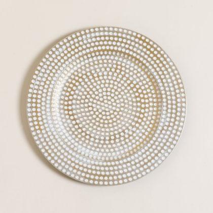 Plato de sitio white & gold circulos 33 cm