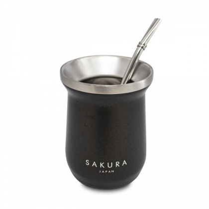 Mate negro 236 ml con bombilla y limpiador