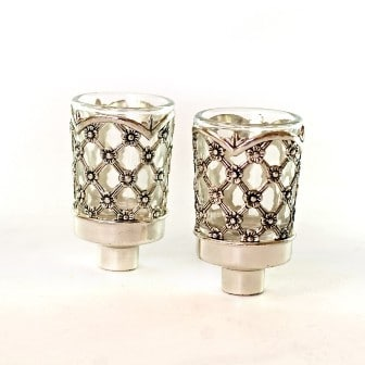 Vasitos para aceite decorados x2 -  8 cm flores
