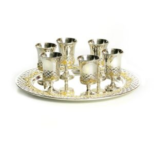 Set 6 vasos Silver & golden plated con plato antik
