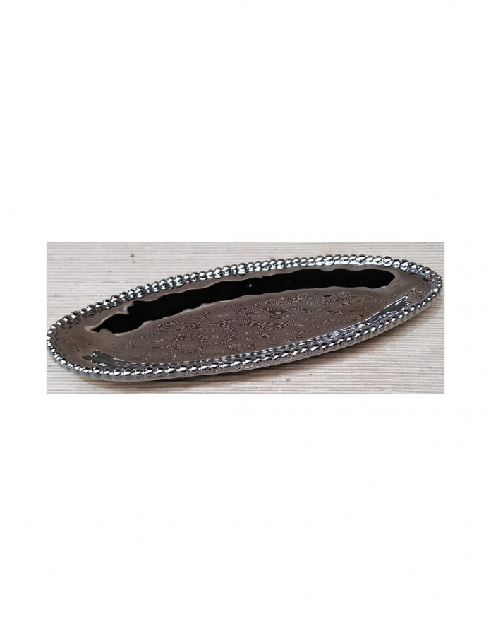 Fuente oval plateada perle ceramica