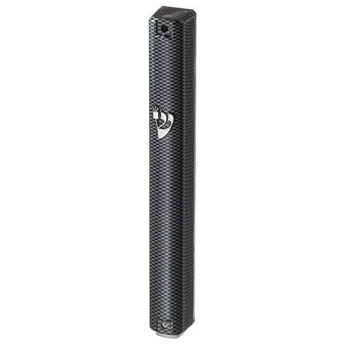 Mezuza 12 cm plastico simil metal goma abajo