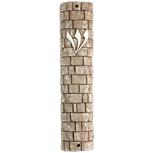 Mezuza 12 cm polyresin kotel stones design