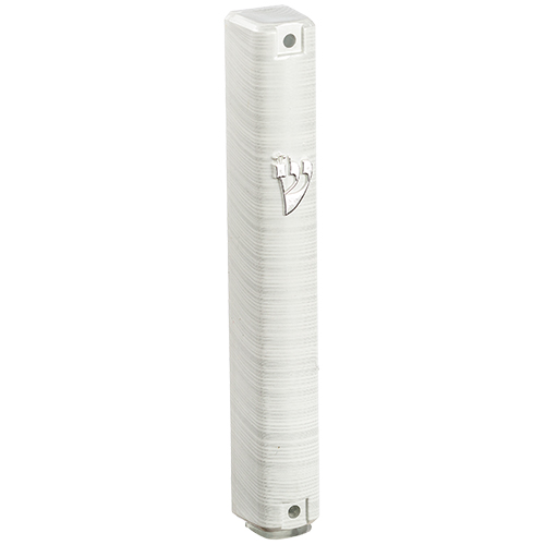 Mezuza 12 cm plastico rallas grises goma abajo