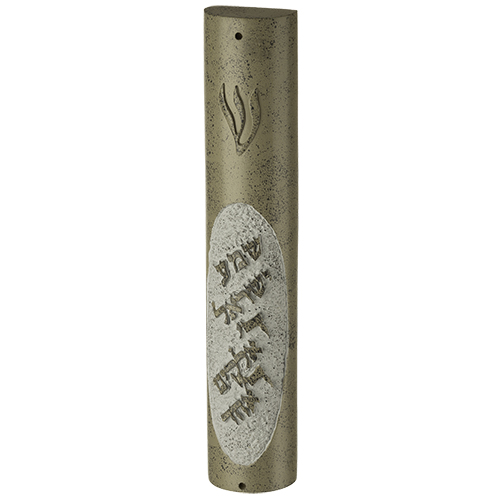 Mezuza 12 cm polyresin stone design gris shema israel