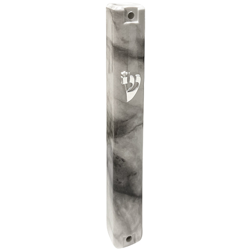 Mezuza 12 cm plastico marble gris