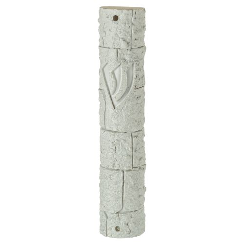 Mezuza polyserin stone-like 12 cm blanca