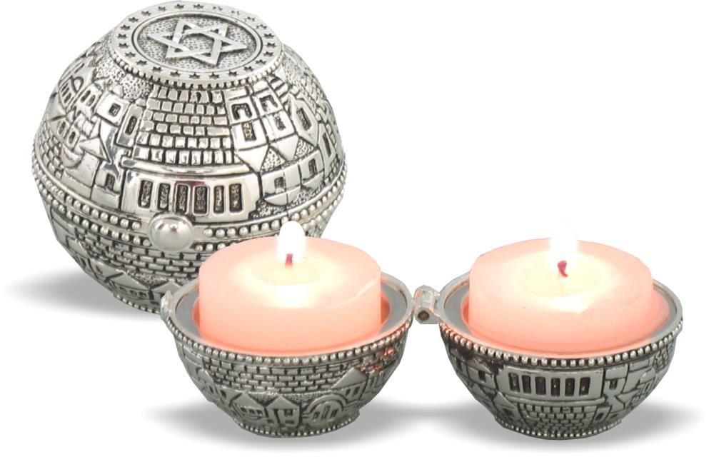 Porta velas para viaje 5 cm formato pelota diseño yerushalaim