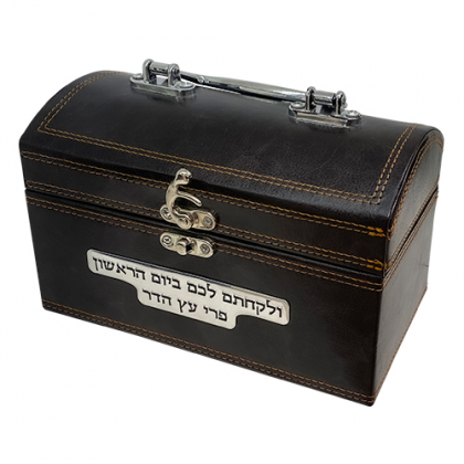 Caja Etrog cuerina con placa, manija y cerradura  13x19x11cm