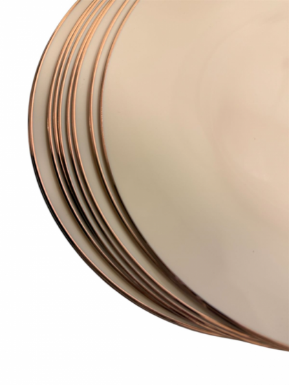 Platos premium x 10 u. rosado con borde bronce- grande