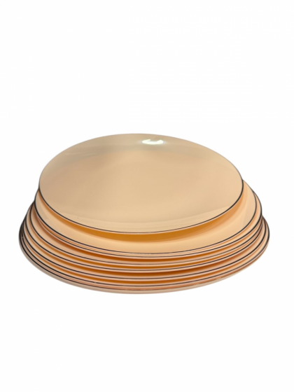 Platos premium x 10 u. rosado con borde bronce- mediano