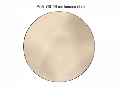 Platos premium x 10 u. rosado con borde bronce- chico
