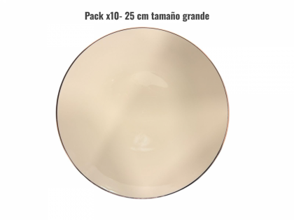 Platos premium x 10 u. rosado con borde bronce- grande