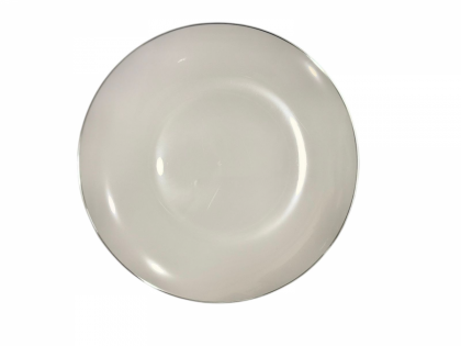 Platos premium x 10 u. blanco con borde plateado- chico