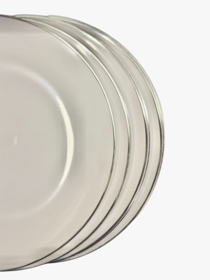 Platos premium x 10 u. blanco con borde plateado - mediano