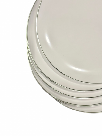 Platos premium x 10 u. blanco con borde plateado - mediano
