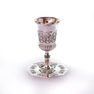 Copa kidush base alta con plato octagono