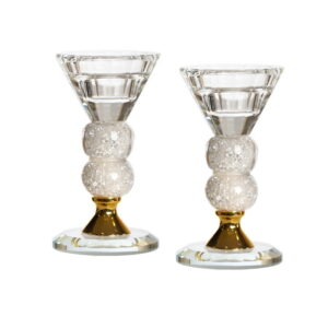 Candelabros  cristal x 2 stones/gold metal 12 cm