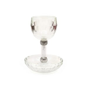 Copa kidush cristal con piedras y plato