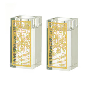 Candelabros cristal x 2 diseño Yerushalaim gold 10 cm altura