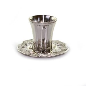 Copa Kidush con plato- Decorado Yerushalaim