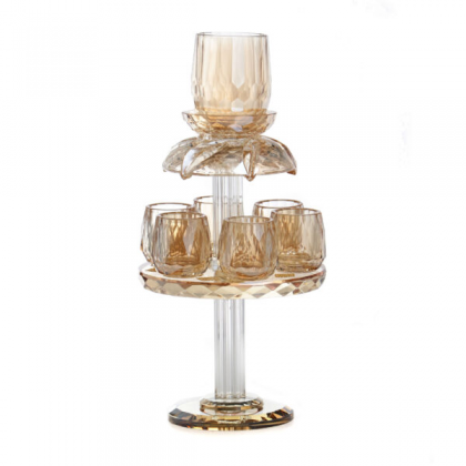 Cascada kidush cristal dorado 6 copas 30 cm