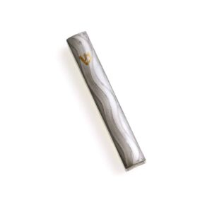 Mezuzah 12cm silver enamel w/gold wording