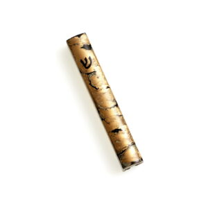 Mezuzah 12cm gold mist w/silver wording