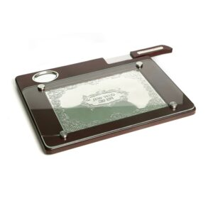 Tabla de jalah rectangular silver plated con cuchillo insertado