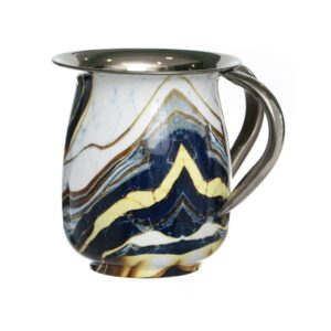 Jarra netila blanco azul y oro 13,5 cm altura