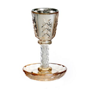 Copa Kidush cristal/dorado "Bore pri hagafen"