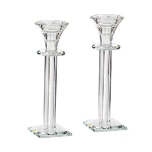 Candelabros cristal x2  base cuadrada 19,5 cm