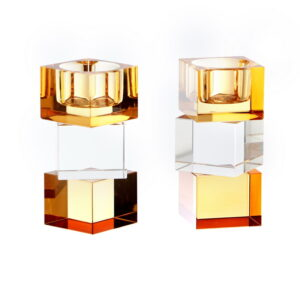 Par candelabros cristal 3 cubos 12 cm altura